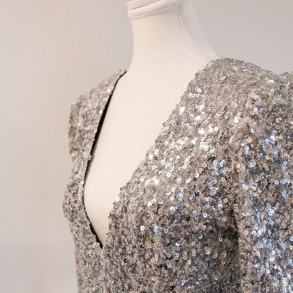 Lulus Silver Sequin Mini Dress - Picture 9 of 13